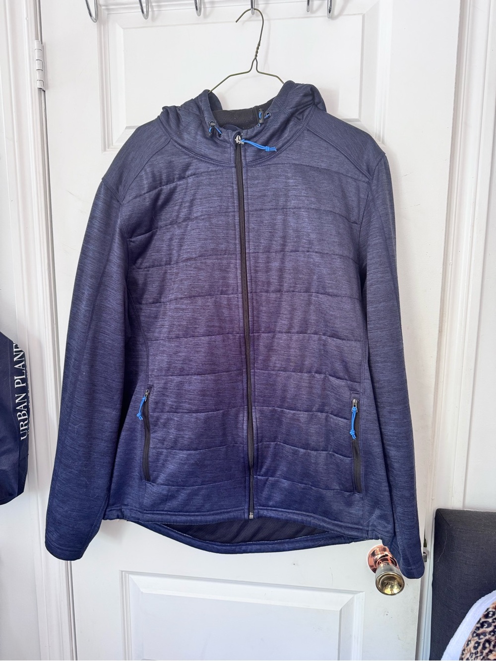Men's Blue Hooded Quilted Jacket